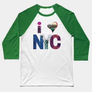 I LOVE ♥ NYC: A Cityscape Symphony Baseball T-Shirt